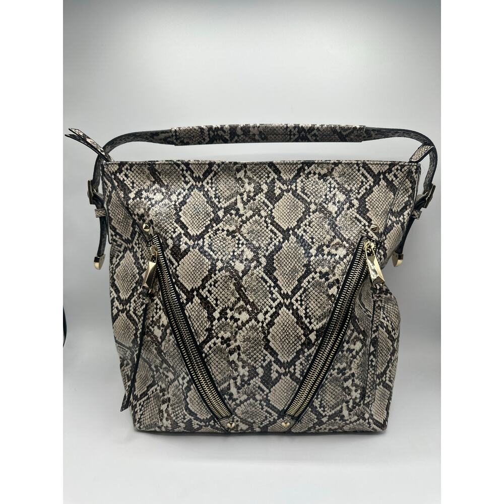 Jessica Simpson Nicole Zip Satchel Snakeskin Hobo Bag Removable Strap